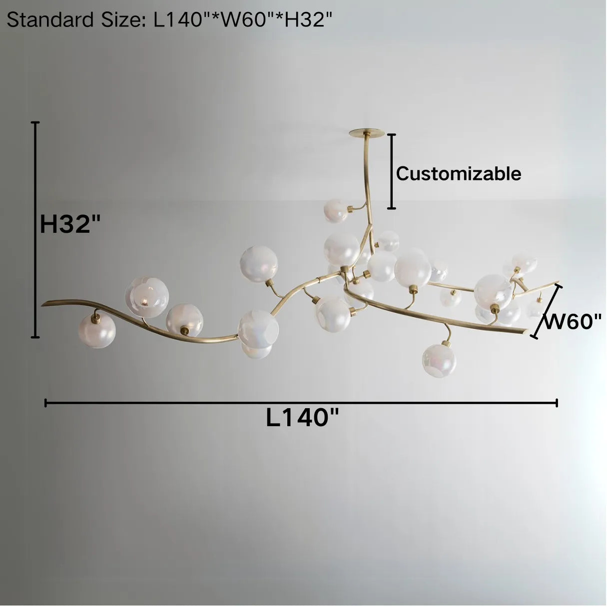 Contemporary Hand-blown Glass Globes Branch Chandelier for Dining Room Living Room and Kitchen Island-Chandeliers-Blushlighting