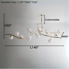 Contemporary Hand-blown Glass Globes Branch Chandelier for Dining Room Living Room and Kitchen Island-Chandeliers-Blushlighting