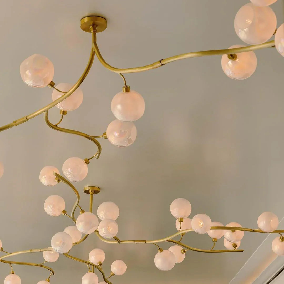 Contemporary Hand-blown Glass Globes Branch Chandelier for Dining Room Living Room and Kitchen Island-