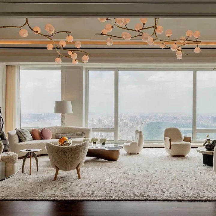 Contemporary Hand-blown Glass Globes Branch Chandelier for Dining Room Living Room and Kitchen Island-