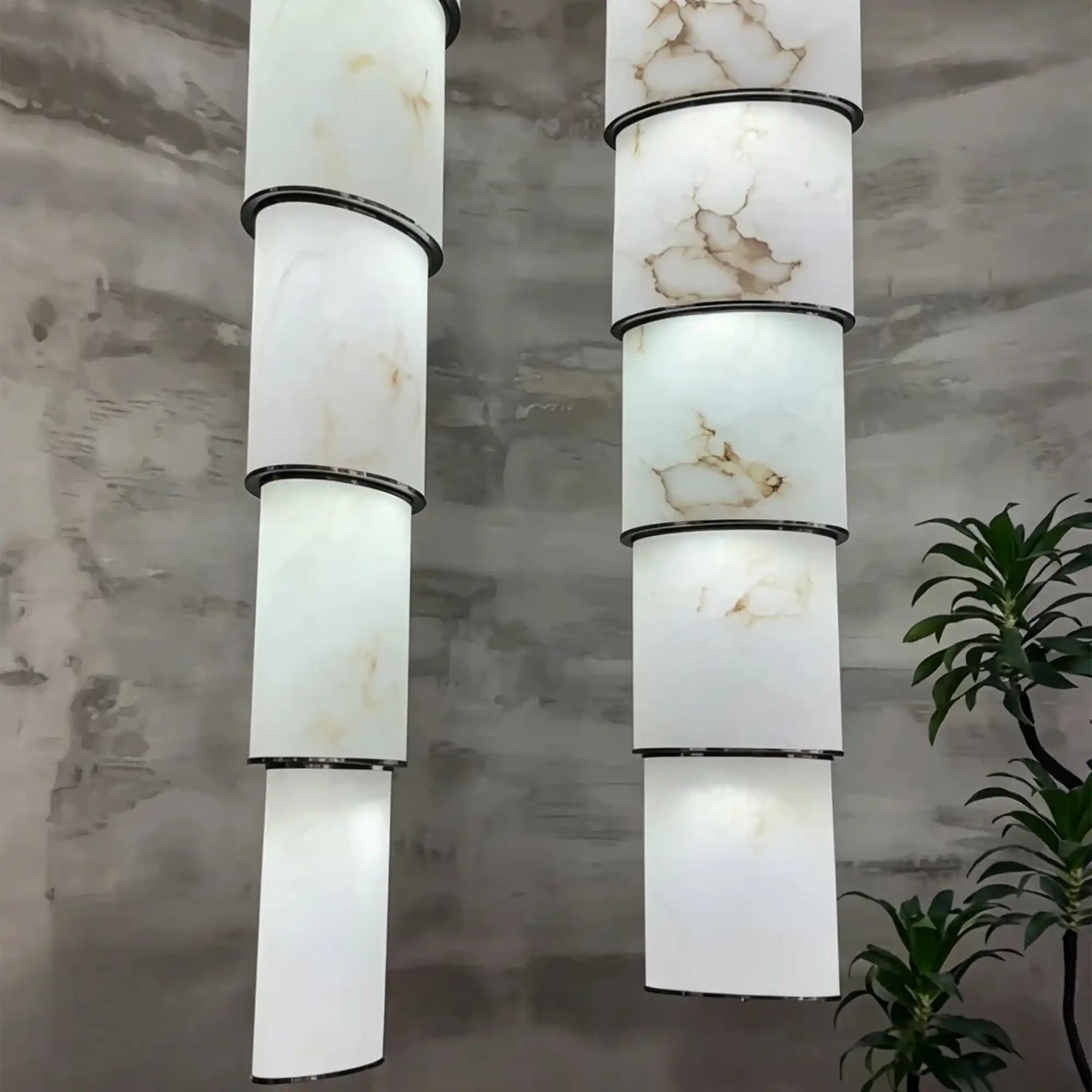Contemporary Layered Oval Alabaster Column Pendant - 5 Layers/D13"*H55.91"(D33cm*H142cm)Warm Light 3000KBlushlighting