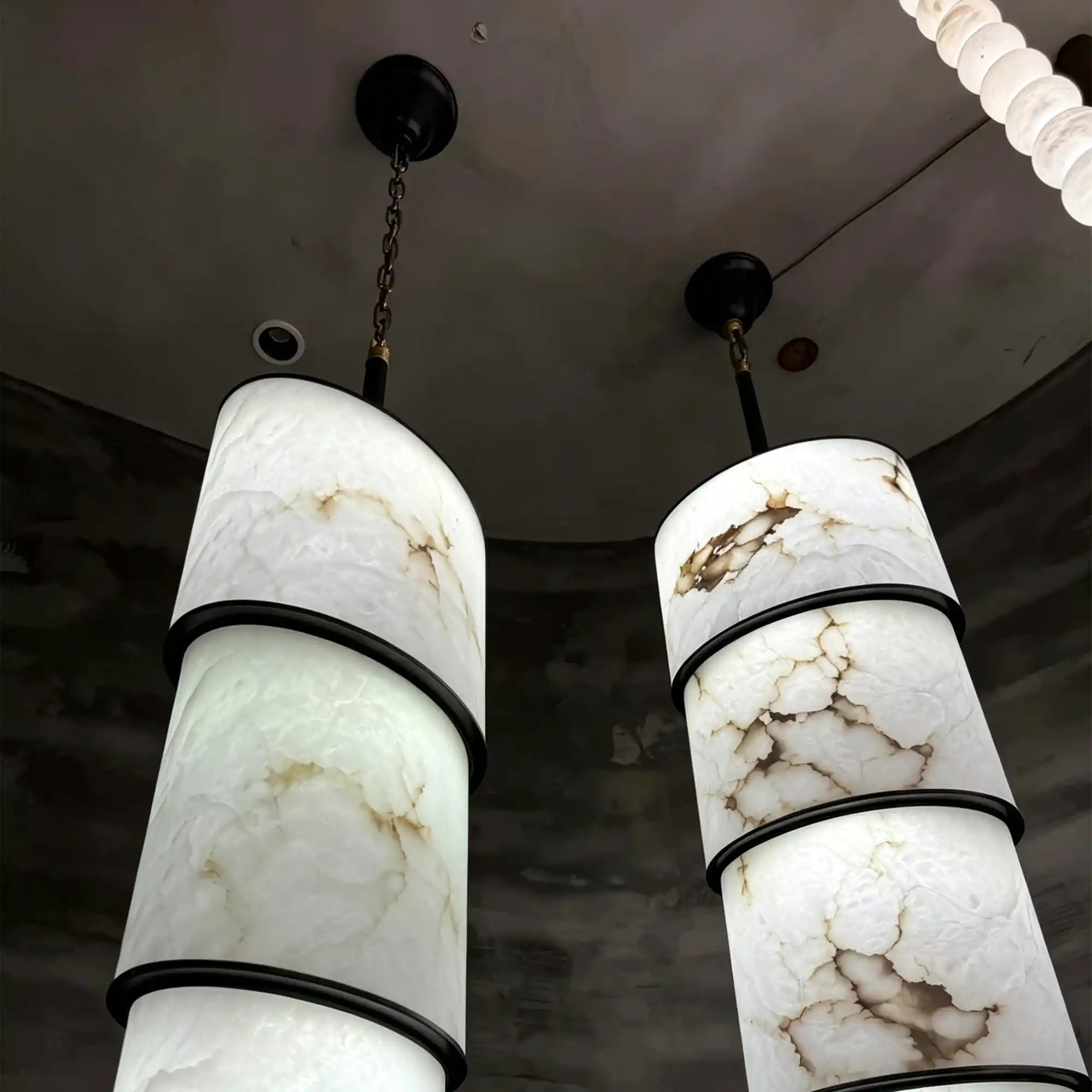 Contemporary Layered Oval Alabaster Column Pendant - 5 Layers/D13"*H55.91"(D33cm*H142cm)Warm Light 3000KBlushlighting