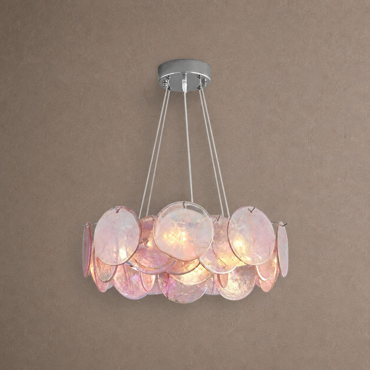 Contemporary Pink Murano Glass Round Chandelier, 31.5 inch - Pink8 Lights: Dia60cm*H17cm / Dia23.62" x H6.69"Blushlighting