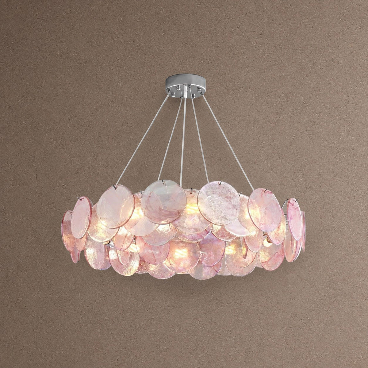 Contemporary Pink Murano Glass Round Chandelier, 31.5 inch - Pink10 Lights: Dia80cm*H17cm / Dia31.5" x H6.69"Blushlighting