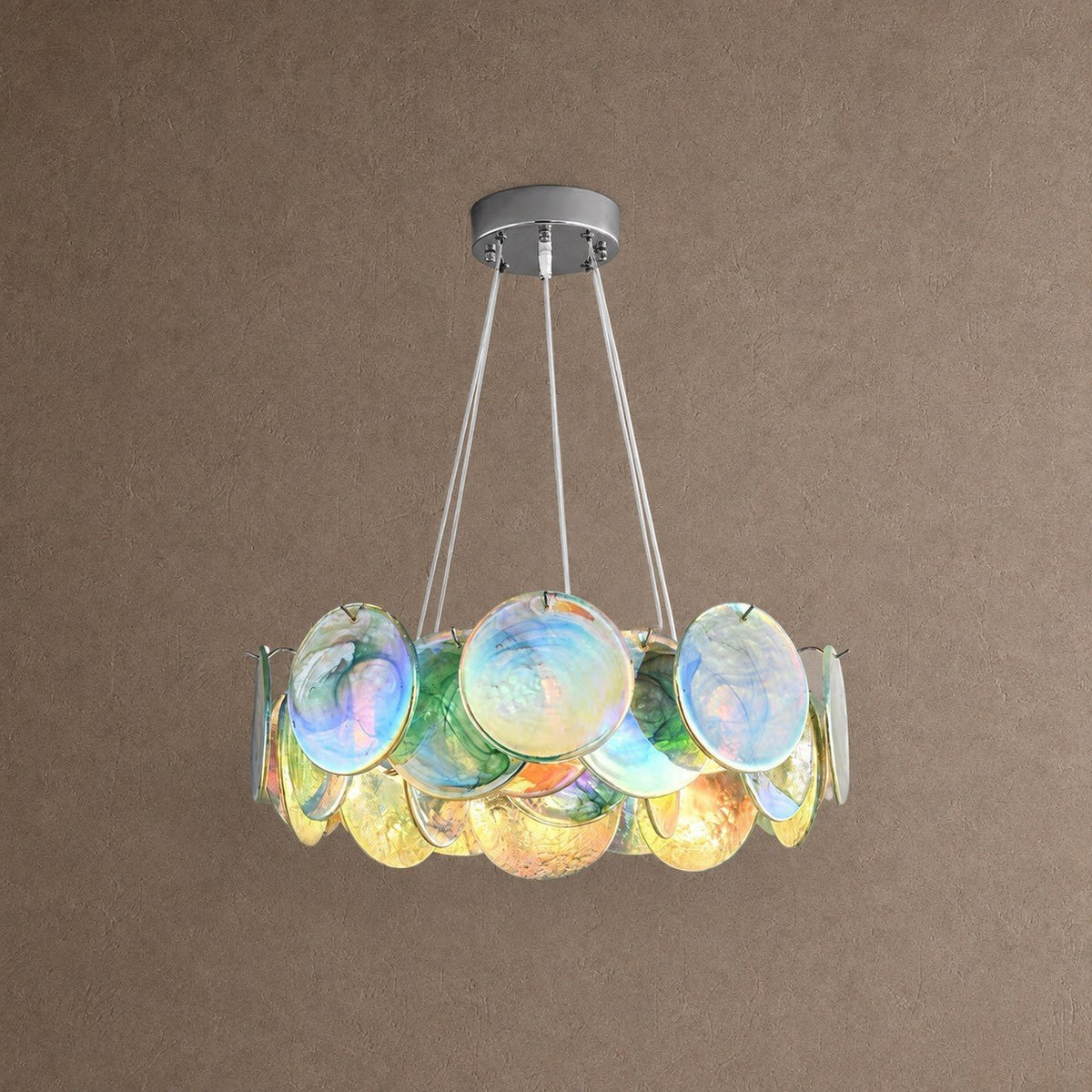 Contemporary Pink Murano Glass Round Chandelier, 31.5 inch - Green8 Lights: Dia60cm*H17cm / Dia23.62" x H6.69"Blushlighting