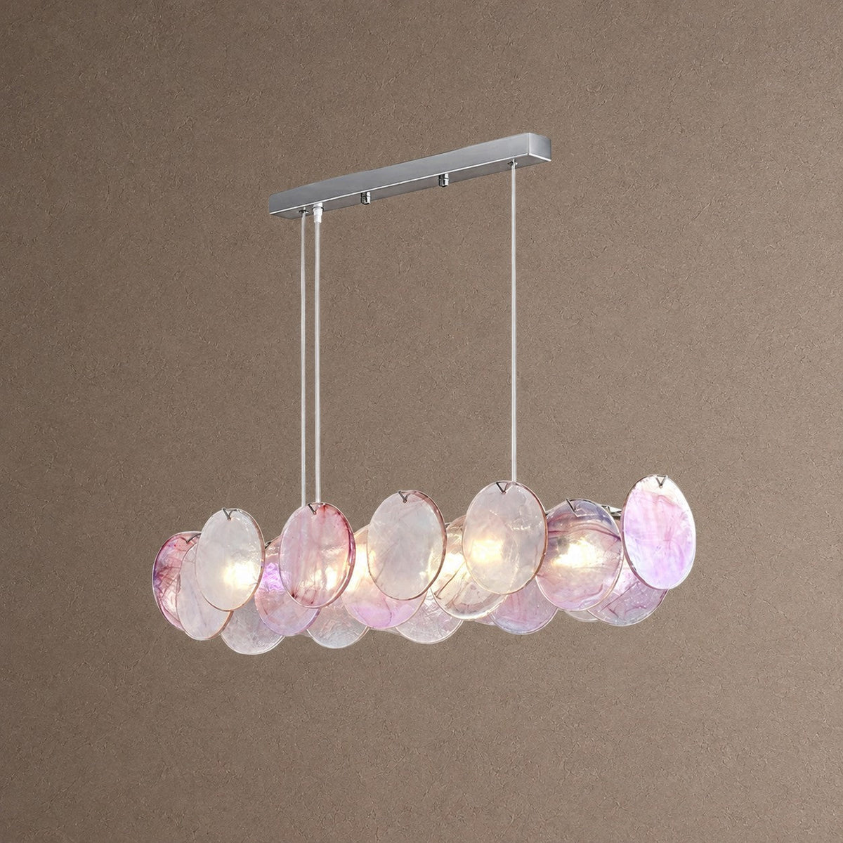 Contemporary Pink Murano Glass Round Chandelier, 31.5 inch - Pink6 Lights: L90cm*W20cm*H17cm / L35.43" x W7.87" xH6.69"Blushlighting