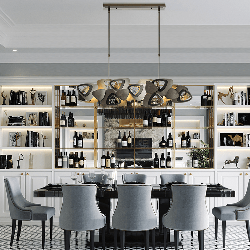 Contemporary Stainless Steel Linear Chandelier-Chandelier-Blushlighting-31.5"L-Blushlighting