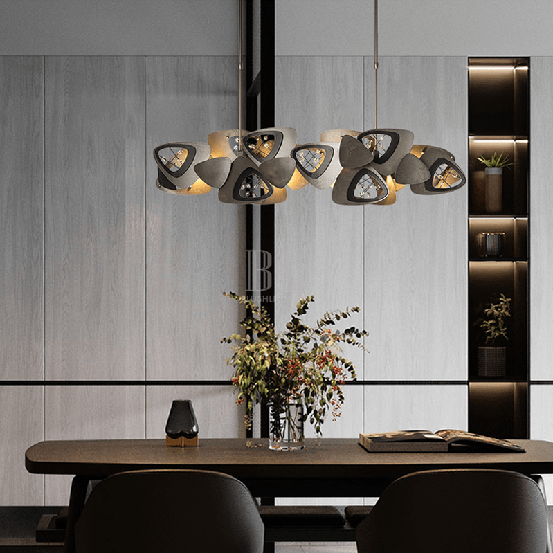 Contemporary Stainless Steel Linear Chandelier-Chandelier-Blushlighting-Blushlighting