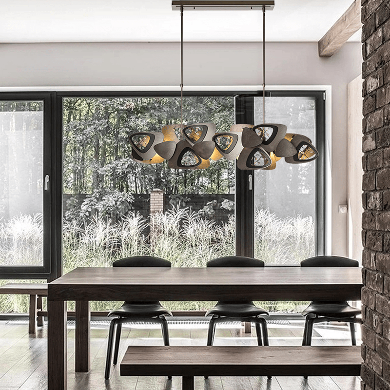 Contemporary Stainless Steel Linear Chandelier-Chandelier-Blushlighting-Blushlighting