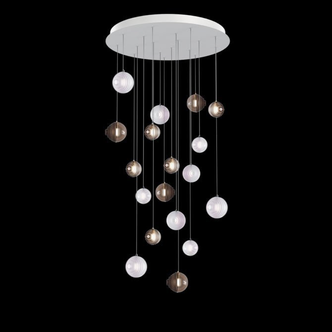 Cosmic Sphere Cascade Glass Chandelier - 26 - lights ∅ 39.4″ x H 78.7″Smoke grey & ClearBlushlighting
