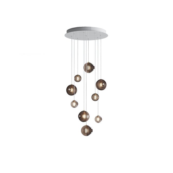 Cosmic Sphere Cascade Glass Chandelier - 9 - lights ∅ 19.7″ x H 59.1″Smoke greyBlushlighting