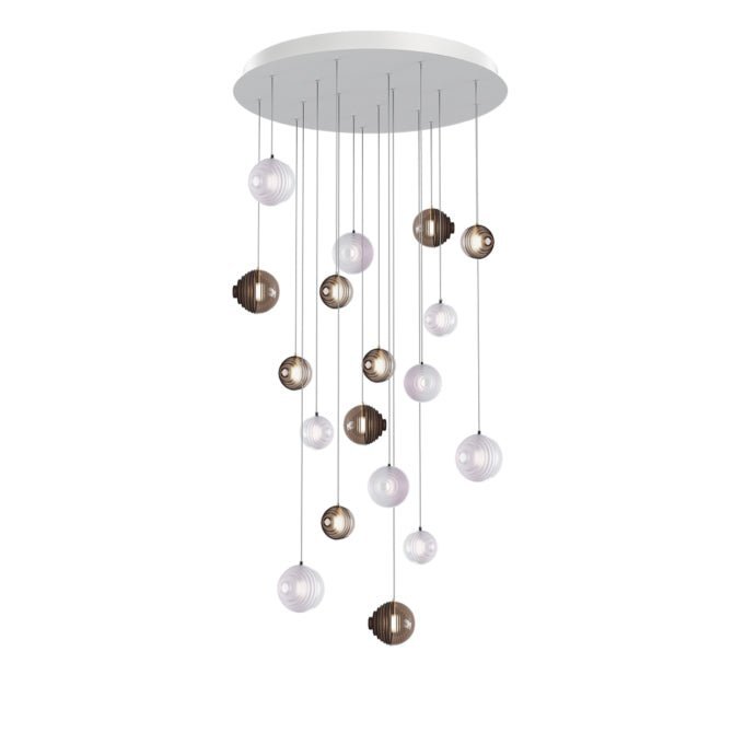 Cosmic Sphere Cascade Glass Chandelier - 18 - lights ∅ 31.5″ x H 78.7″Smoke grey & ClearBlushlighting