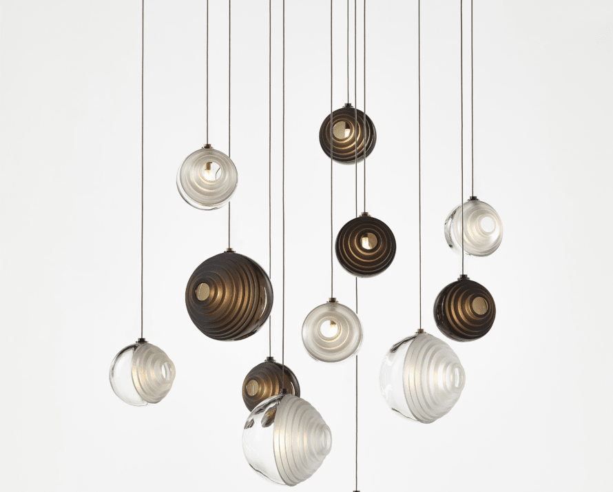 Cosmic Sphere Cascade Glass Chandelier - 3 - lights ∅ 11.8″ x H 59.1″ClearBlushlighting