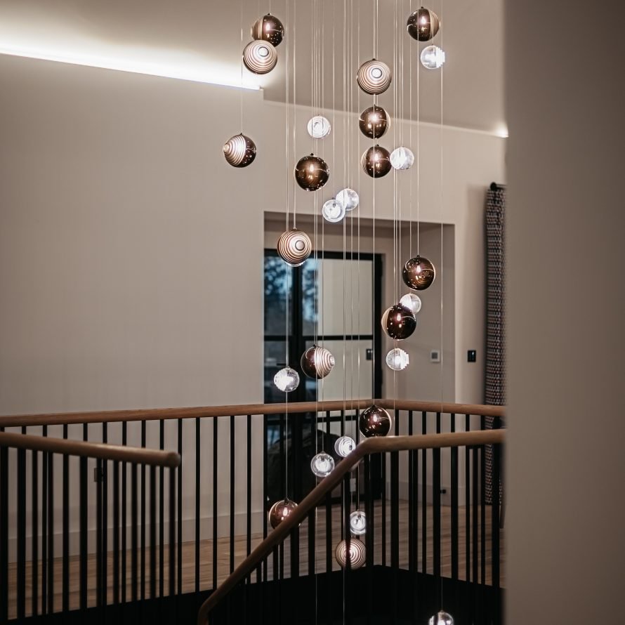 Cosmic Sphere Cascade Glass Chandelier - 3 - lights ∅ 11.8″ x H 59.1″ClearBlushlighting
