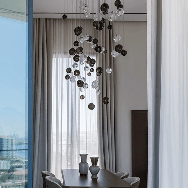 Cosmic Sphere Cascade Glass Chandelier - 3 - lights ∅ 11.8″ x H 59.1″ClearBlushlighting