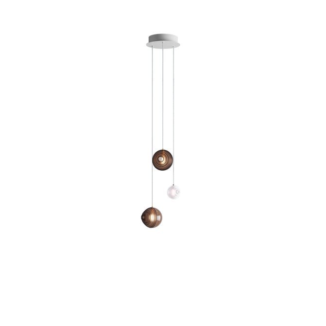 Cosmic Sphere Cascade Glass Chandelier - 3 - lights ∅ 11.8″ x H 59.1″Smoke grey & ClearBlushlighting