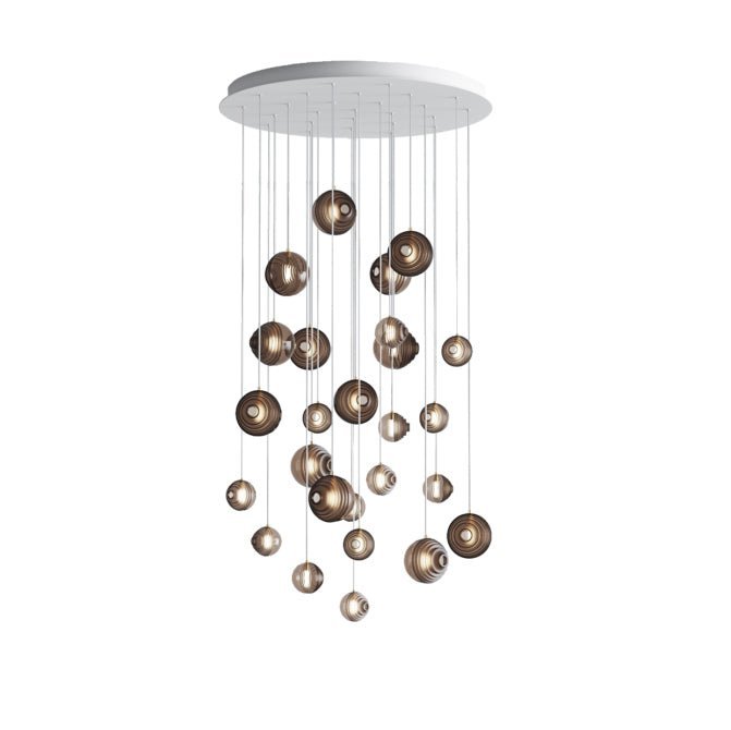 Cosmic Sphere Cascade Glass Chandelier - 26 - lights ∅ 39.4″ x H 78.7″Smoke greyBlushlighting