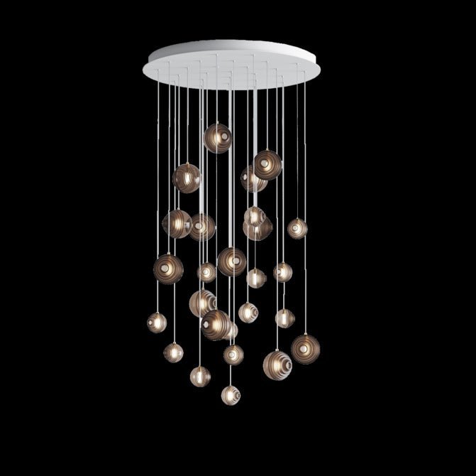 Cosmic Sphere Cascade Glass Chandelier - 26 - lights ∅ 39.4″ x H 78.7″Smoke greyBlushlighting