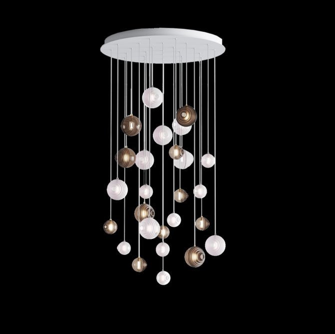 Cosmic Sphere Cascade Glass Chandelier - 26 - lights ∅ 39.4″ x H 78.7″Smoke grey & ClearBlushlighting
