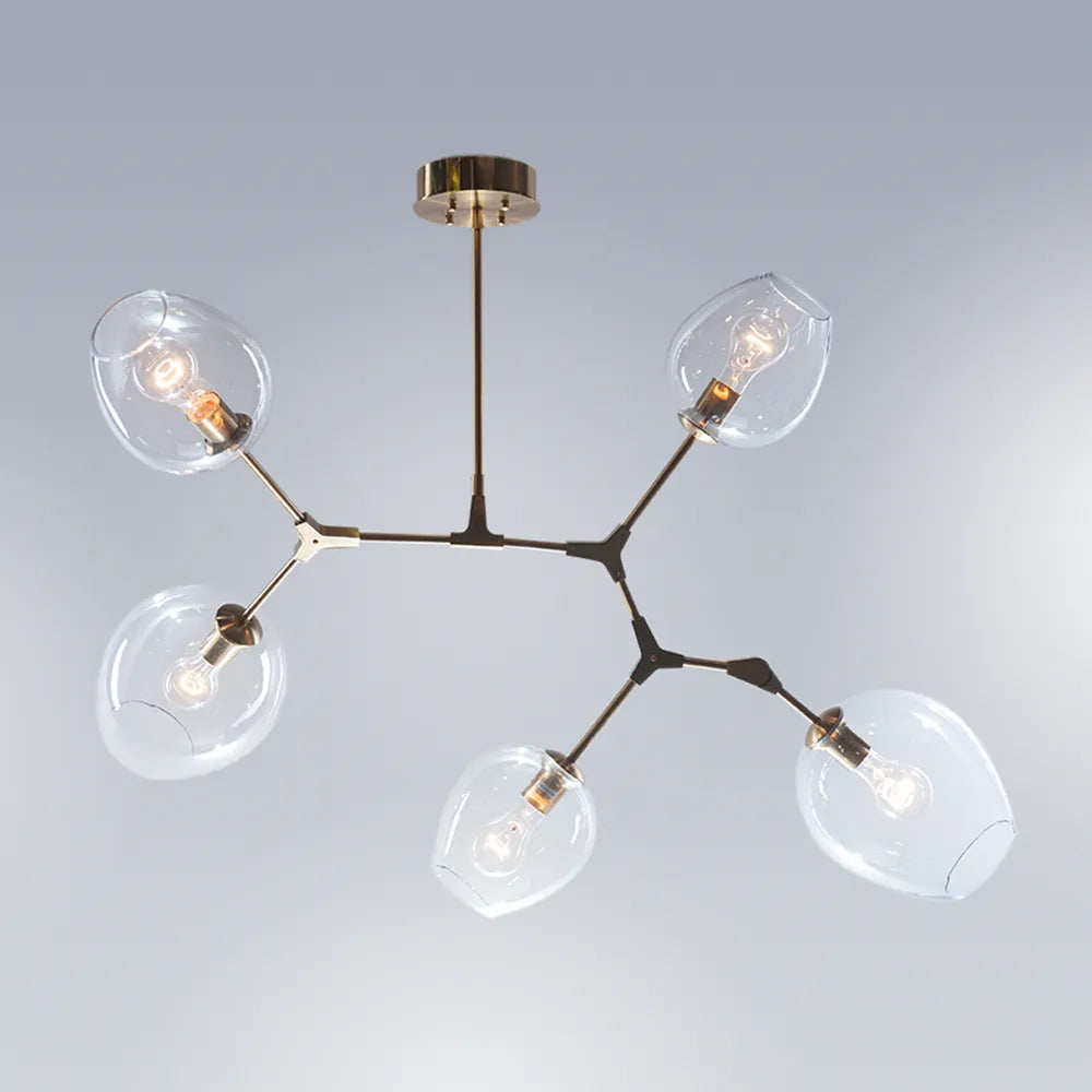 Covington Drop Globe Branching Bubble Chandelier 30''-Chandelier-Clear Glass-Brass-Blushlighting