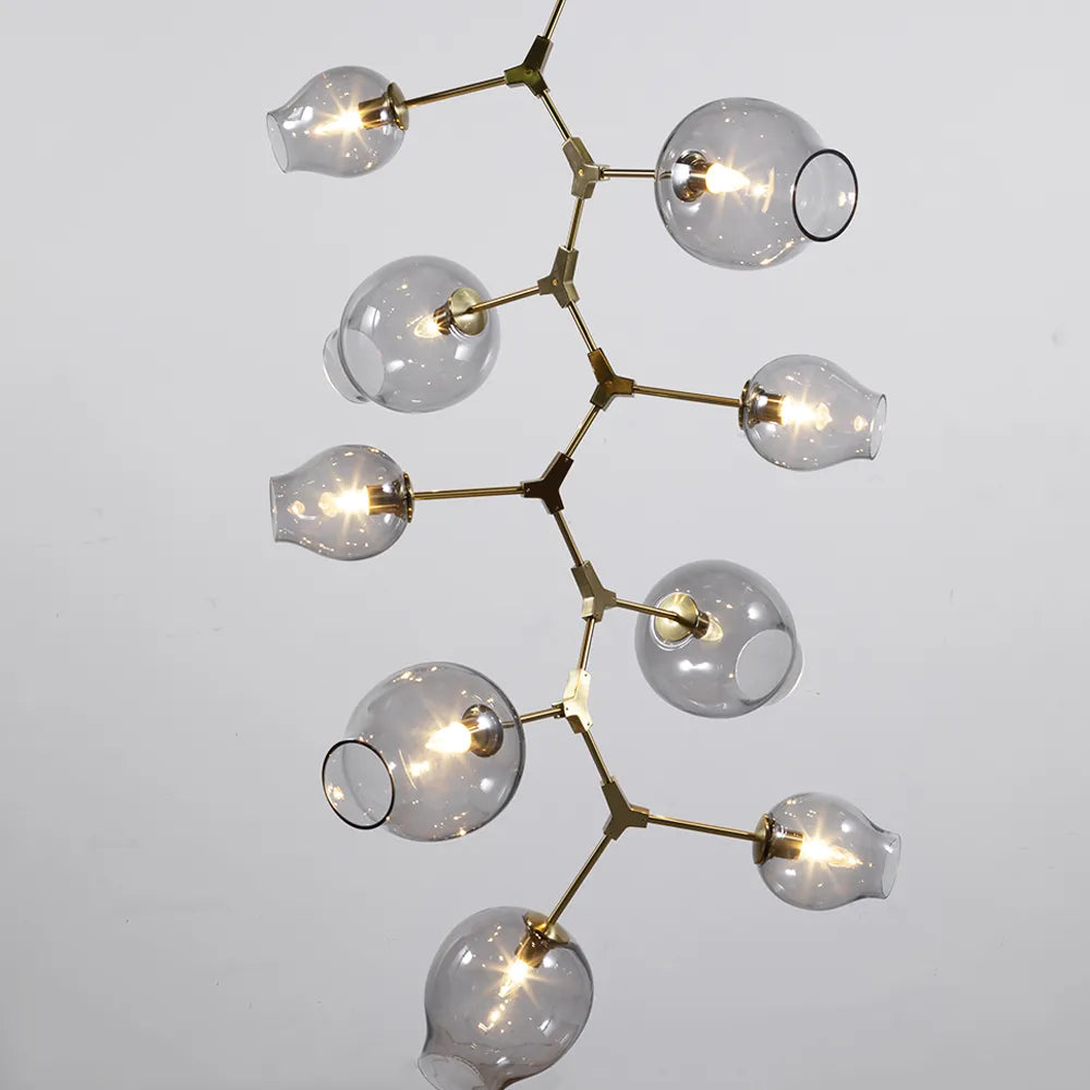 Covington Drop Globe Branching Bubble Chandelier 38''-Chandelier-Smoke Glass-Brass-Blushlighting
