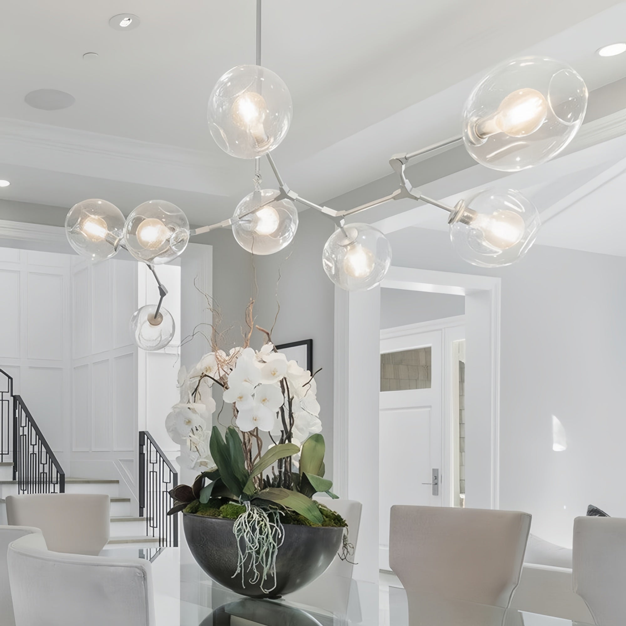 Covington Horizontal Globe Branching Bubble Chandelier - 5-LightNickelBlushlighting