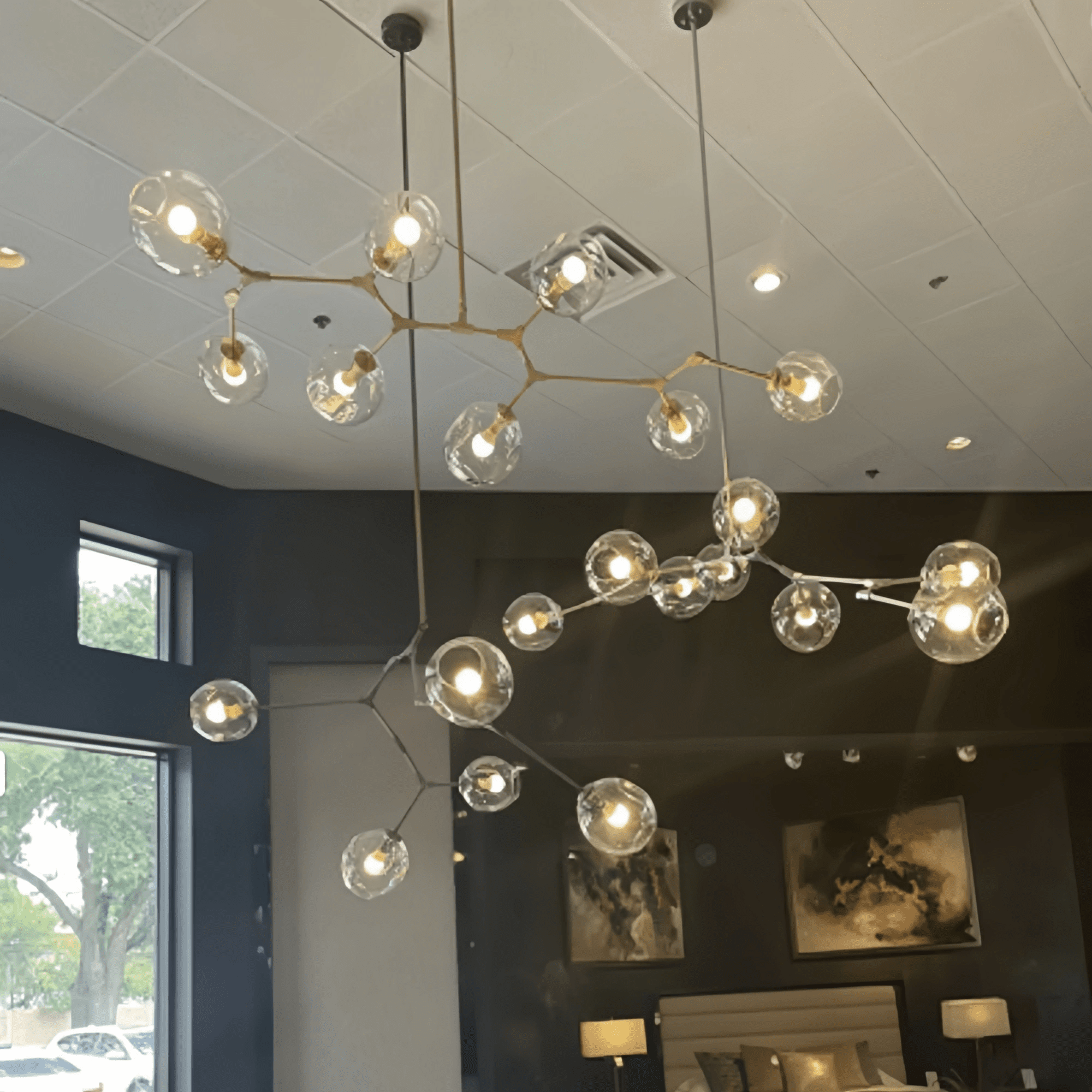 Covington Horizontal Globe Branching Bubble Chandelier - 5-LightBrassBlushlighting