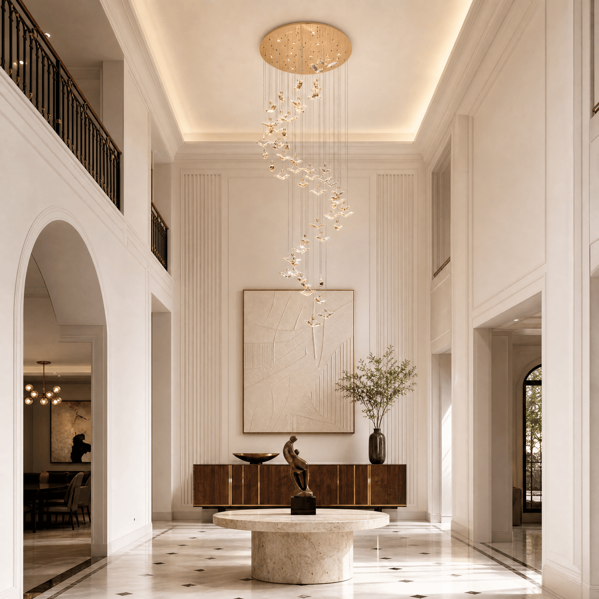 Crane Cascading Handmade Glass Chandelier - Ø47.2" × H129.9" (Ø120 × H330 cm)Blushlighting