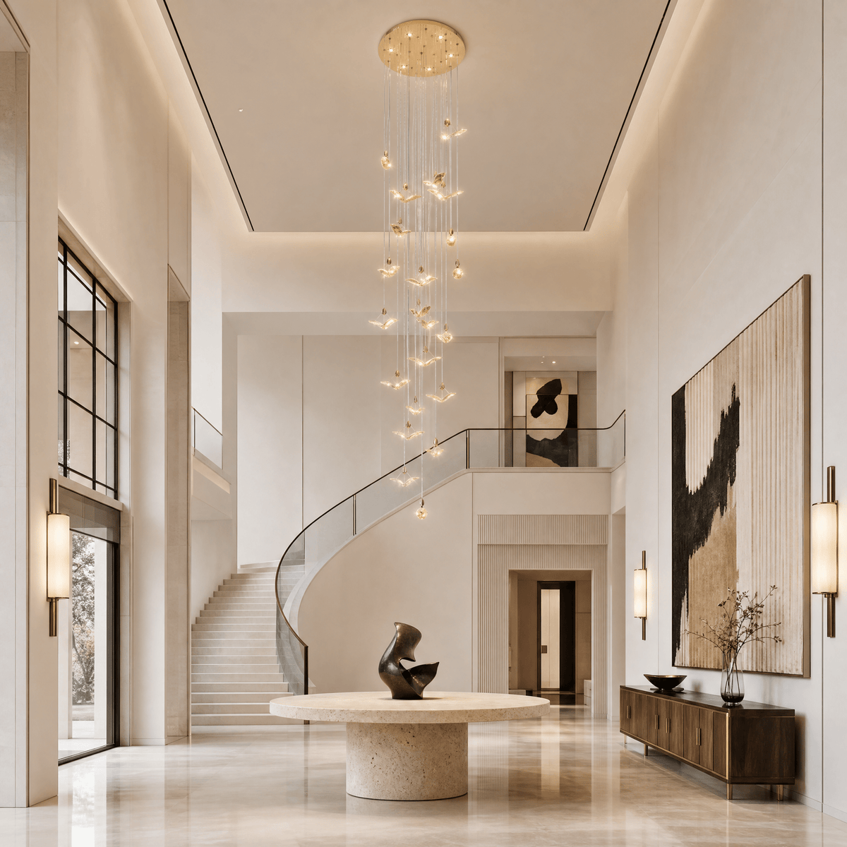 Crane Cascading Handmade Glass Chandelier - Ø47.2" × H129.9" (Ø120 × H330 cm)Blushlighting