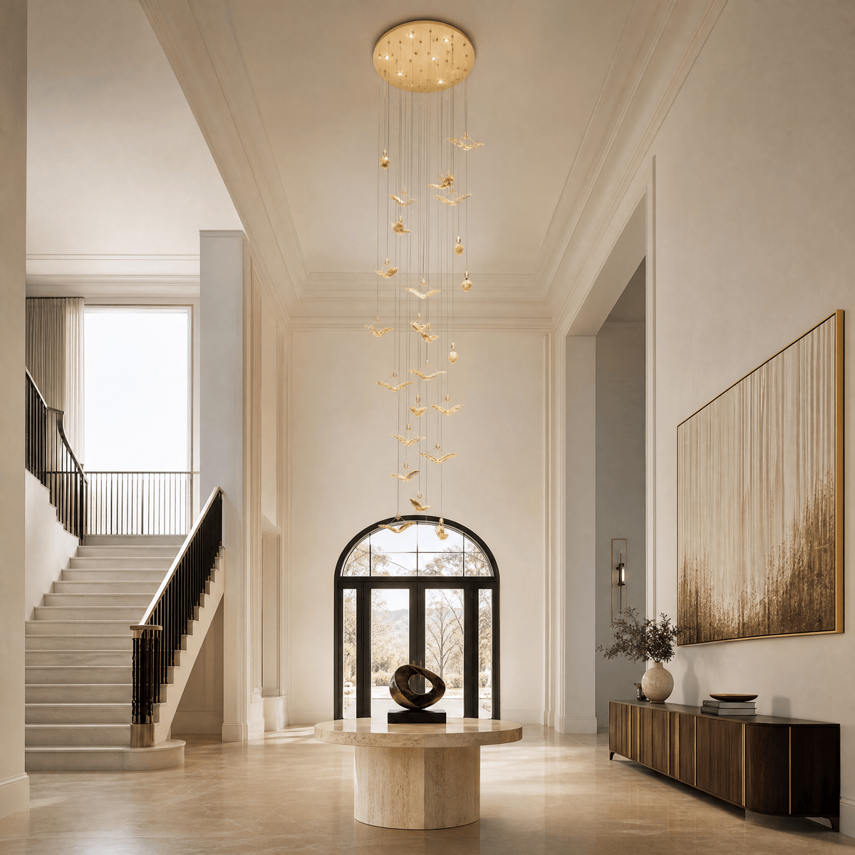 Crane Cascading Handmade Glass Chandelier - Ø47.2" × H129.9" (Ø120 × H330 cm)Blushlighting