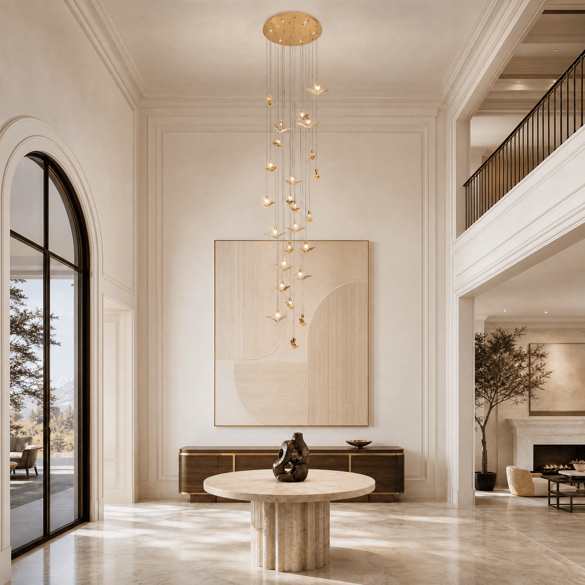 Crane Cascading Handmade Glass Chandelier - Ø47.2" × H129.9" (Ø120 × H330 cm)Blushlighting