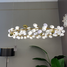 Creative Art Grape Chandelier Pure White Nordic Ring and Linear Design for Living Room or Dining Room-Chandeliers-Round/D39.4"*H118.1"-Warm Light-Blushlighting