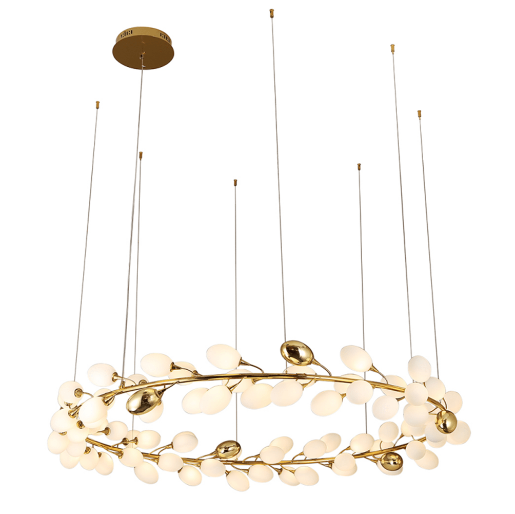 Creative Art Grape Chandelier Pure White Nordic Ring and Linear Design for Living Room or Dining Room - Linear/L47.2"*H118.1"Warm LightBlushlighting