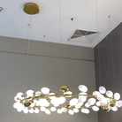 Creative Art Grape Chandelier Pure White Nordic Ring and Linear Design for Living Room or Dining Room - Linear/L47.2"*H118.1"Warm LightBlushlighting