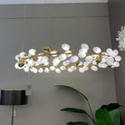 Creative Art Grape Chandelier Pure White Nordic Ring and Linear Design for Living Room or Dining Room-Chandeliers-Round/D39.4"*H118.1"-Warm Light-Blushlighting