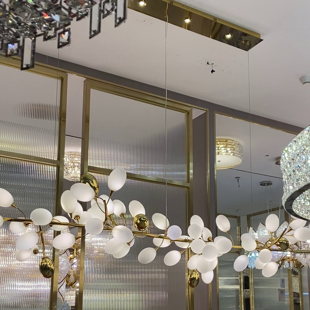 Creative Art Grape Chandelier Pure White Nordic Ring and Linear Design for Living Room or Dining Room-Chandeliers-Blushlighting