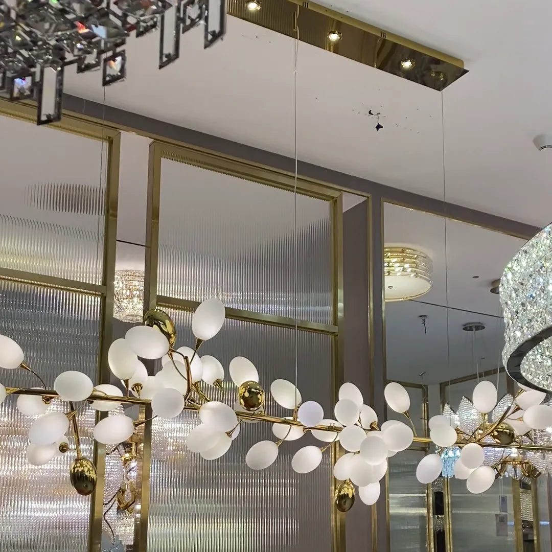 Creative Art Grape Chandelier Pure White Nordic Ring and Linear Design for Living Room or Dining Room-Chandeliers-Blushlighting