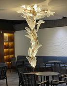 Creative Bionic Resin Leaves Chandelier for Living Room/Dining Room/Staircase - Flush Mount/D39.4"*H86.6"Warm LightBlushlighting