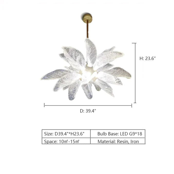 Creative Bionic Resin Leaves Chandelier for Living Room/Dining Room/Staircase - Wall Lamp/W27.5"*H59.1"Warm LightBlushlighting