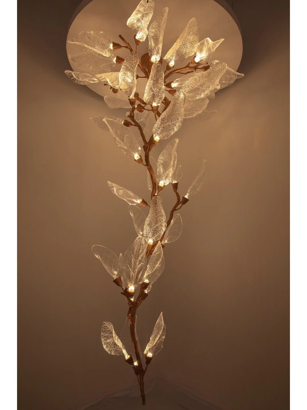 Creative Bionic Resin Leaves Chandelier for Living Room/Dining Room/Staircase - Floor Lamp/D23.6"*H63"Warm LightBlushlighting
