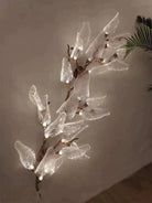 Creative Bionic Resin Leaves Chandelier for Living Room/Dining Room/Staircase - Linear/L47.2"*H19.7"Warm LightBlushlighting