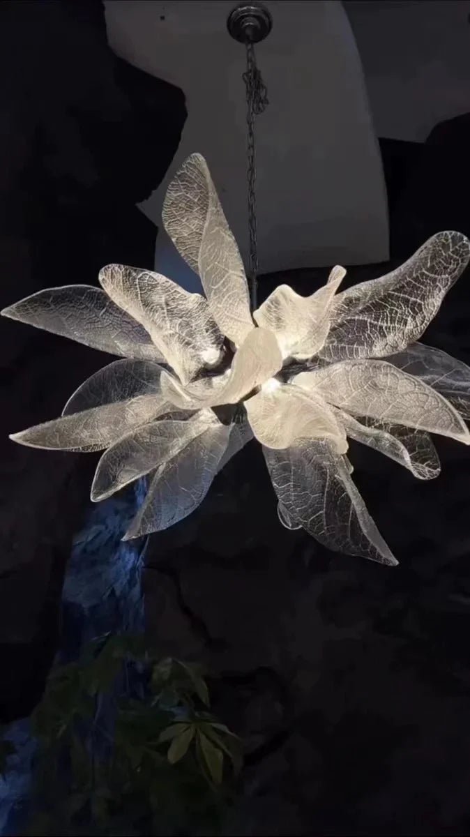 Creative Bionic Resin Leaves Chandelier for Living Room/Dining Room/Staircase - Wall Lamp/W27.5"*H59.1"Warm LightBlushlighting