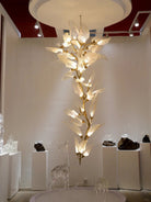 Creative Bionic Resin Leaves Chandelier for Living Room/Dining Room/Staircase - Linear/L47.2"*H19.7"Warm LightBlushlighting