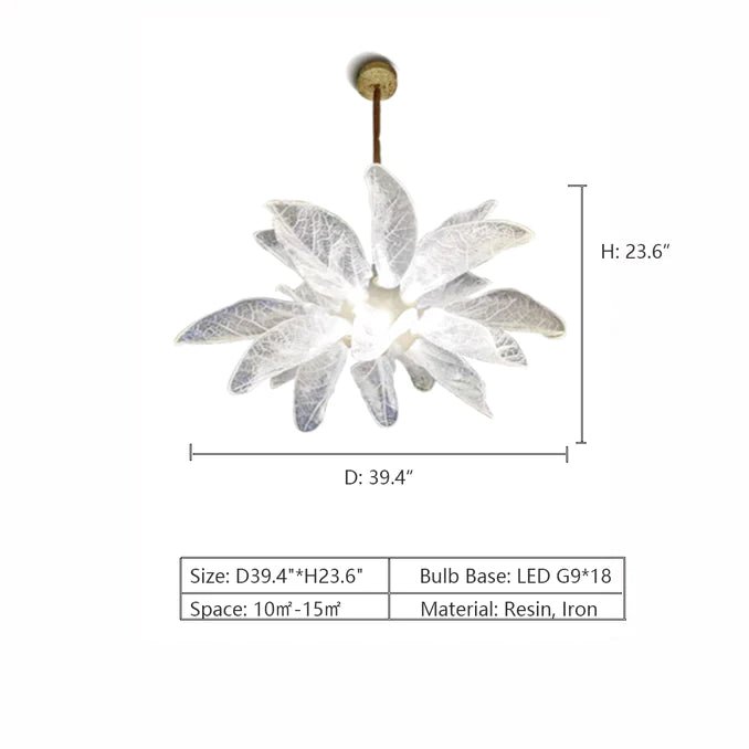 Creative Bionic Resin Leaves Chandelier for Living Room/Dining Room/Staircase - Wall Lamp/W27.5"*H59.1"Warm LightBlushlighting