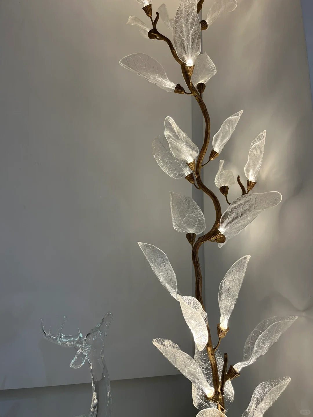 Creative Bionic Resin Leaves Chandelier for Living Room/Dining Room/Staircase - Floor Lamp/D23.6"*H63"Warm LightBlushlighting