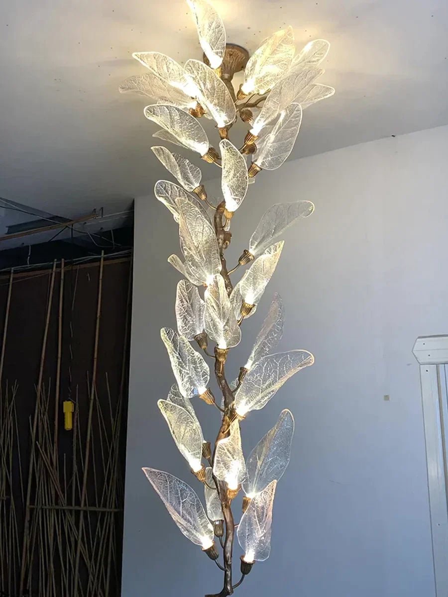Creative Bionic Resin Leaves Chandelier for Living Room/Dining Room/Staircase - Floor Lamp/D23.6"*H63"Warm LightBlushlighting