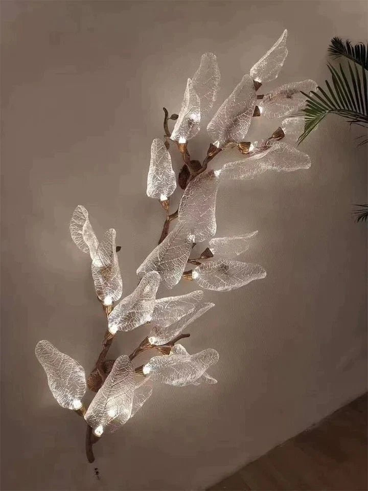 Creative Bionic Resin Leaves Chandelier for Living Room/Dining Room/Staircase - Wall Lamp/W31.5"*H70.8"Warm LightBlushlighting