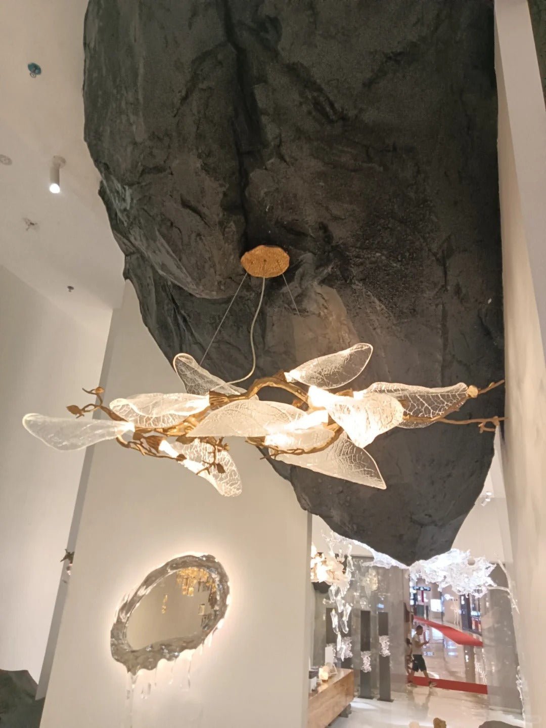 Creative Bionic Resin Leaves Chandelier for Living Room/Dining Room/Staircase - Floor Lamp/D23.6"*H63"Warm LightBlushlighting
