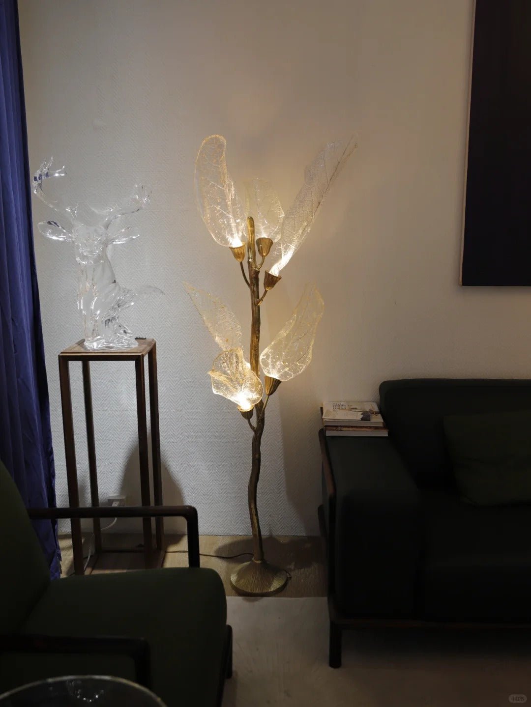 Creative Bionic Resin Leaves Chandelier for Living Room/Dining Room/Staircase - Linear/L47.2"*H19.7"Warm LightBlushlighting