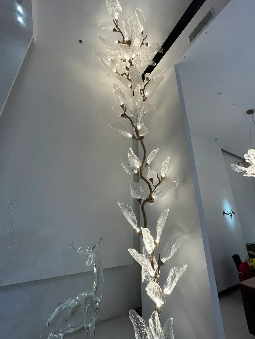 Creative Bionic Resin Leaves Chandelier for Living Room/Dining Room/Staircase - Floor Lamp/D23.6"*H63"Warm LightBlushlighting